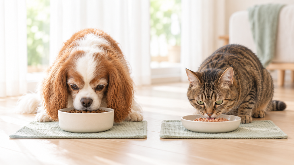 ごはんを食べるシニア犬